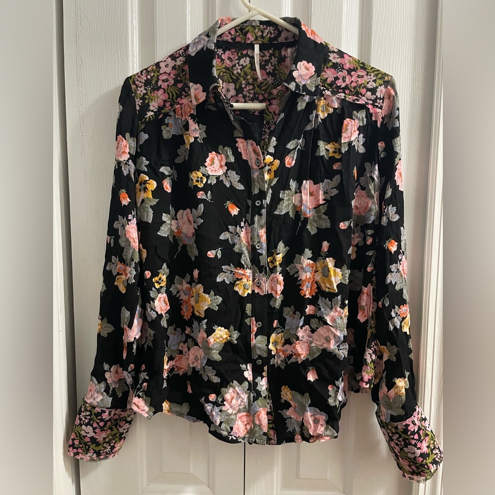 Free People Hold on to me floral L/S blouse, Small - Picture 6 of 14